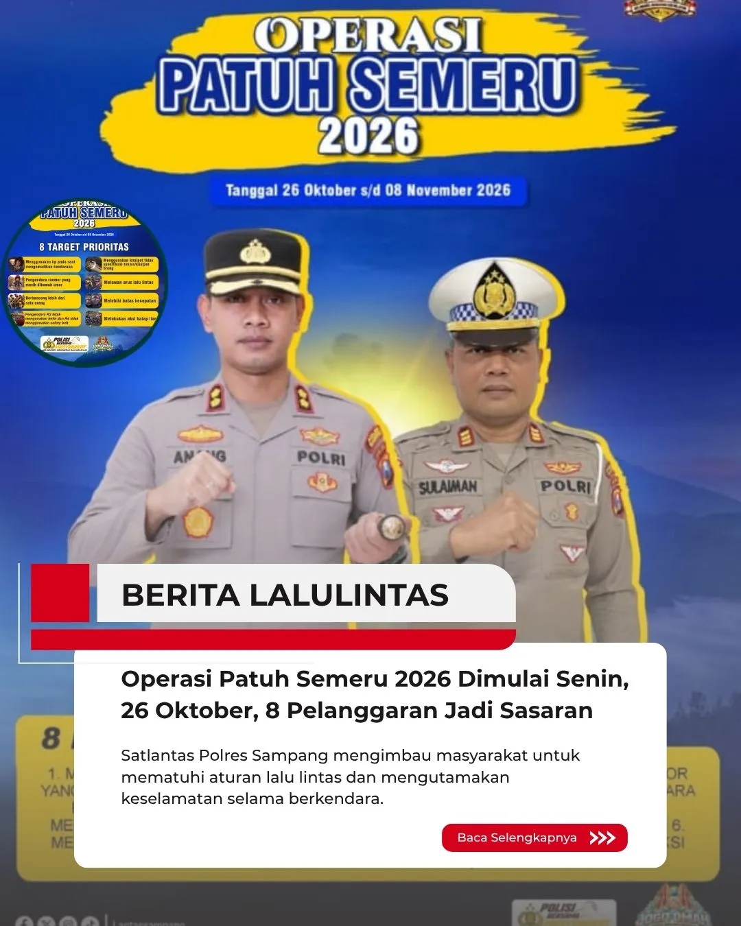 Operasi Patuh Semeru 2026 Dimulai Senin, 26 Oktober, 8 Pelanggaran Jadi Sasaran (Ilustrasi)