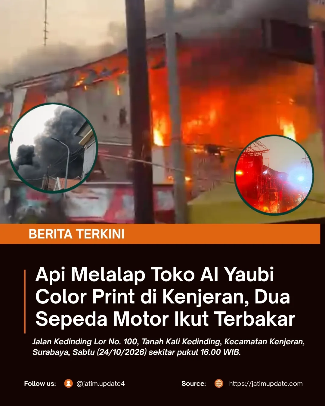 Api Melalap Toko AI Yaubi Color Print di Kenjeran, Dua Motor Ikut Terbakar (Ilustrasi)